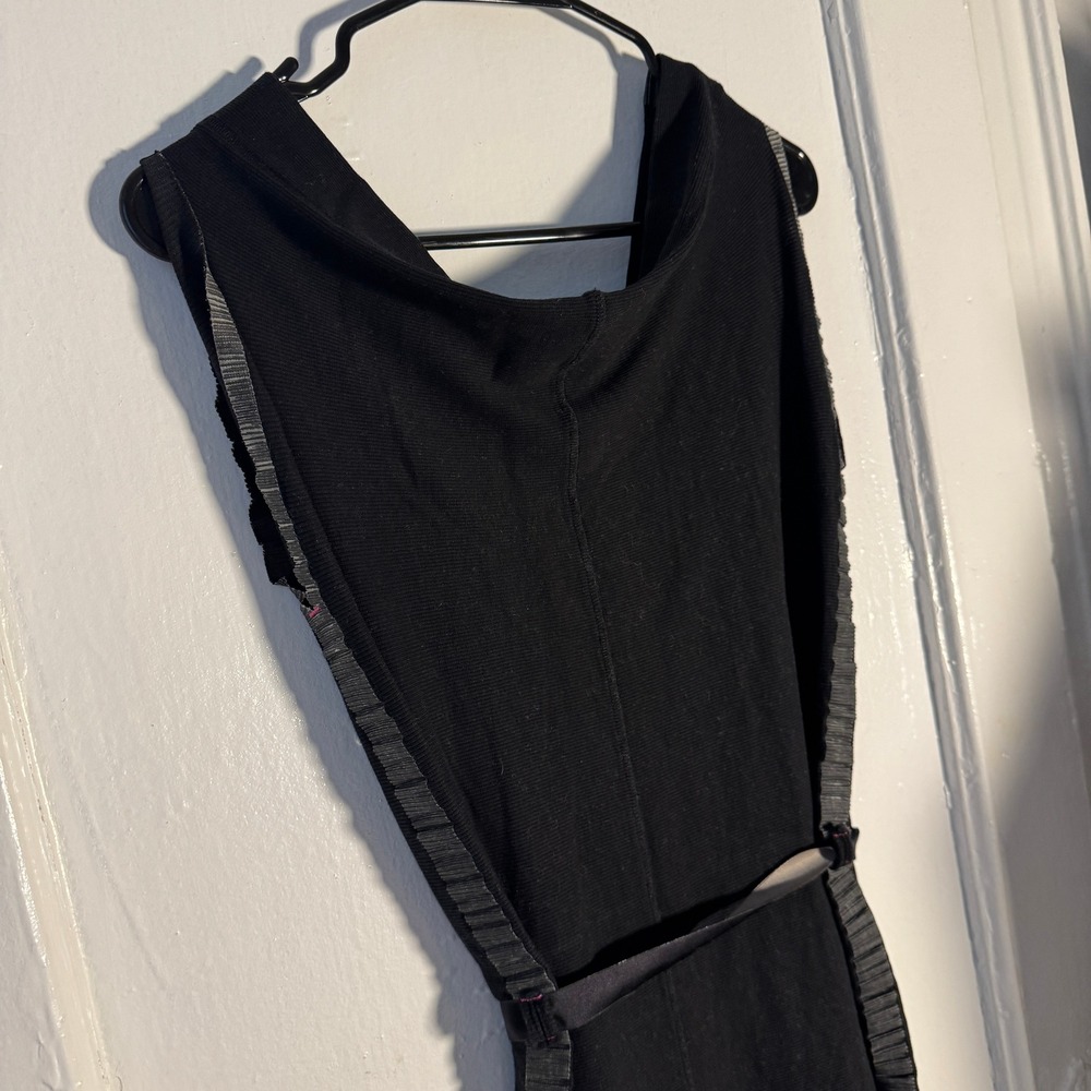 Vtg Y2K Cop Copine Black Ribbed Knit Cowl Neck Dress Coquette Minimalist - Picture 9 of 9
